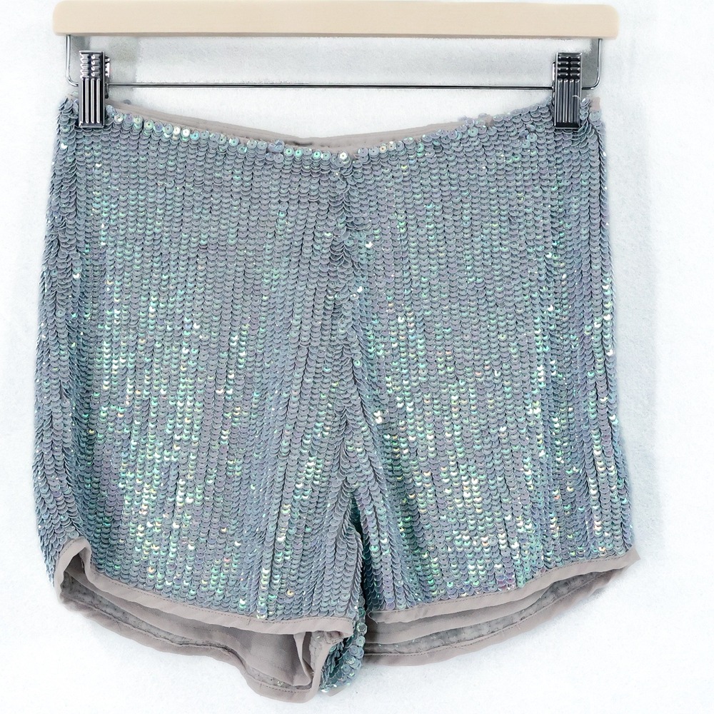 Glamorous Sequin High Waist Shorts Womens XS Grey Iridescent India